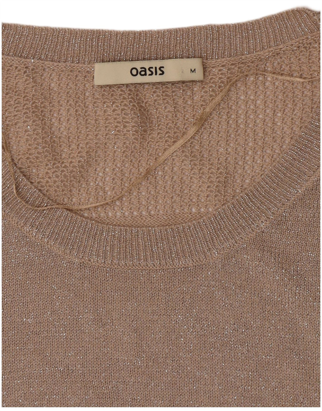 Oasis Maglione da donna oversize con scollo a barca UK 14 Beige medio screziato