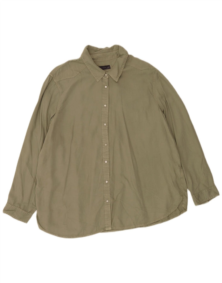 Camicia da donna Marks & Spencer UK 22 3XL Khaki Lyocell