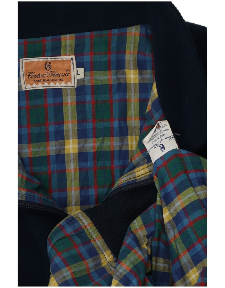 Conte of Florence Giacca bomber in pile da uomo UK 40 Large Blu Navy Poliestere