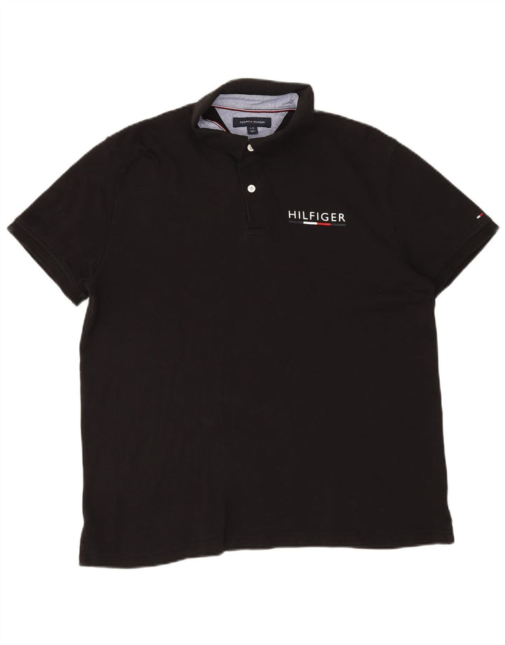 Polo da uomo Tommy Hilfiger grande in cotone nero