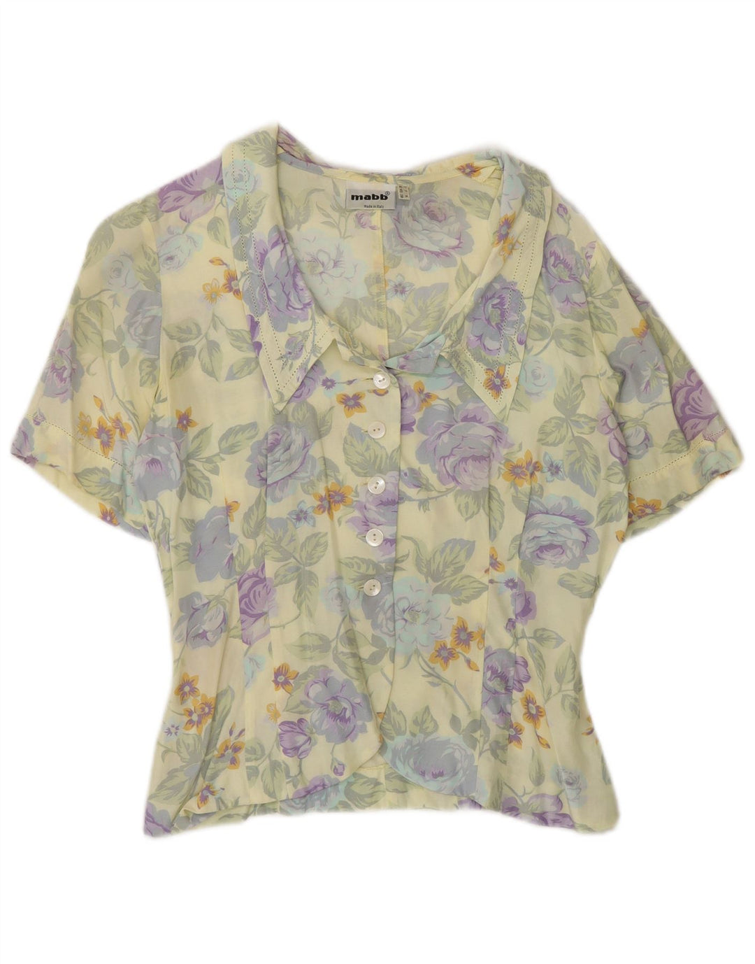 mabb Camicia da donna a maniche corte camicetta UK 12 medio multicolore floreale