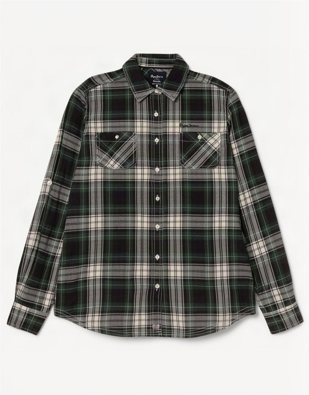 PEPE Jeans Camicia in flanella da donna UK 14 Cotone a quadri verde medio