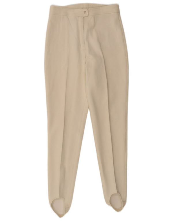 Pantaloni da abito slim con staffa da donna Sergio Tacchini UK 14 Large W28 L30 Bianco