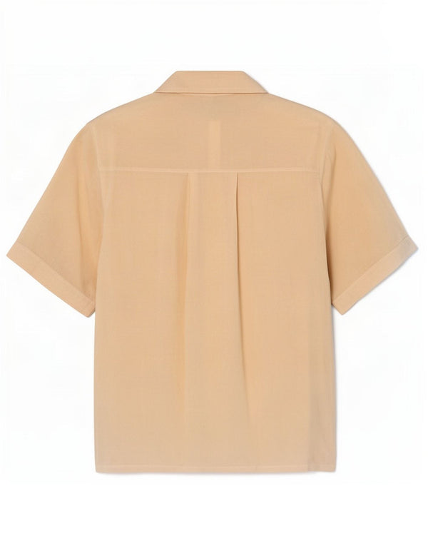 Camicetta vintage da donna a maniche corte UK 18 XL Beige