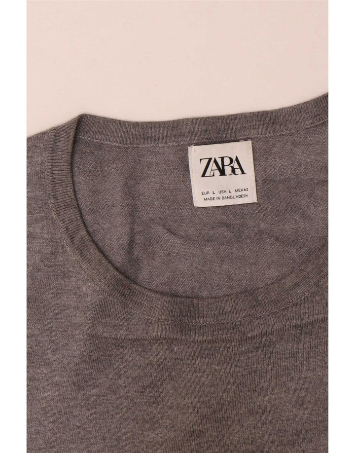 Maglione maglione girocollo da uomo Zara grande grigio