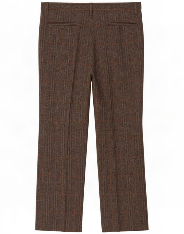 Pantaloni casual dritti da uomo vintage W34 L31 a quadri marroni