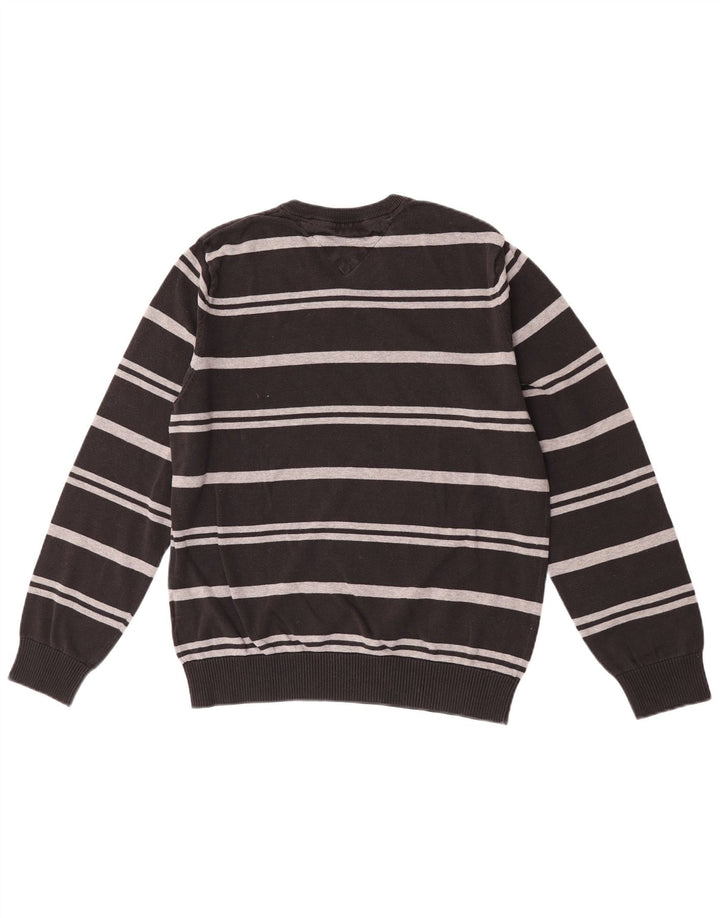 Tommy Hilfiger Uomo Maglione con scollo a V Maglione in cotone a righe nere medie