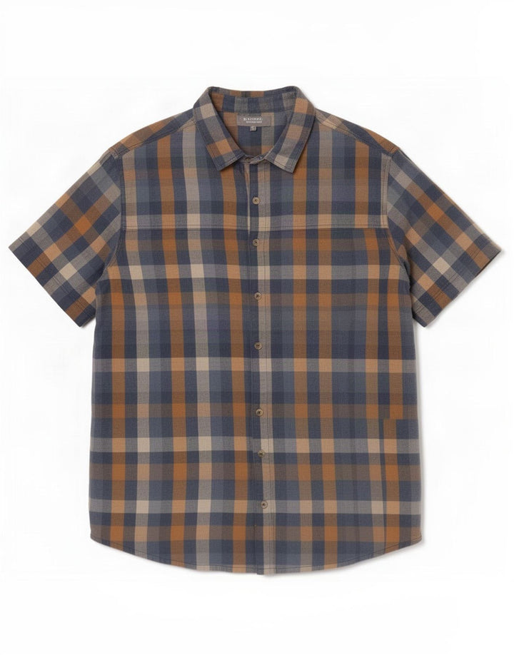 Camicia da uomo Mountain Warehouse XL in cotone a quadri blu navy