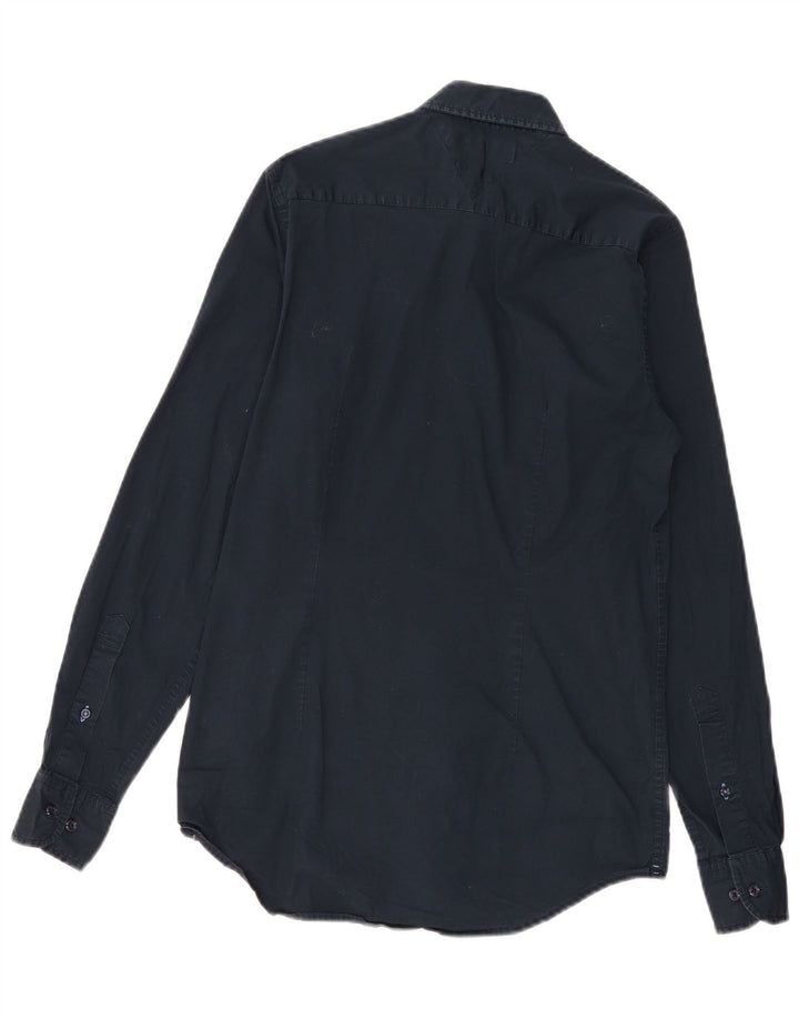 TOMMY HILFIGER Mens Stretch Slim Fit Shirt Small Navy Blue Cotton