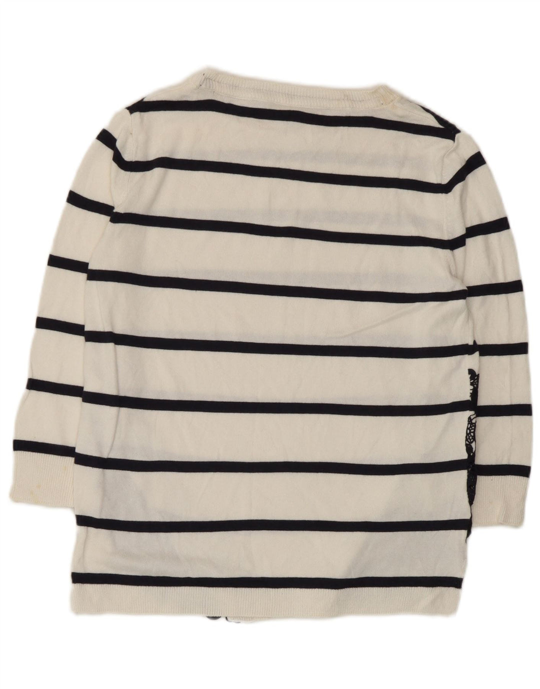 Marks & Spencer Top da donna manica 3/4 UK 8 piccolo cotone a righe bianche
