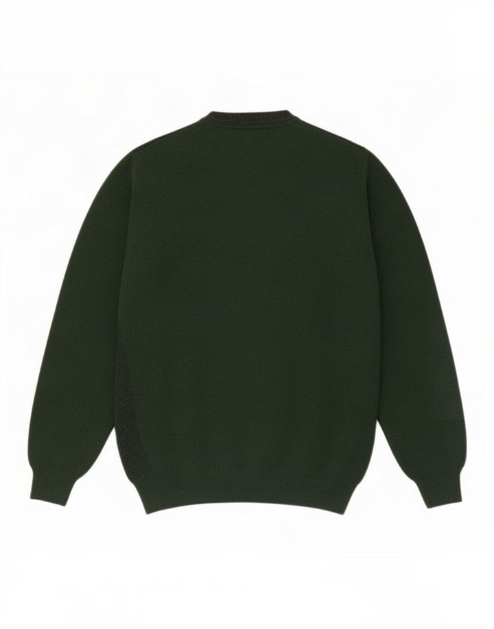 Maglione maglione girocollo da uomo Brooksfield IT 54 Lana geometrica verde medio