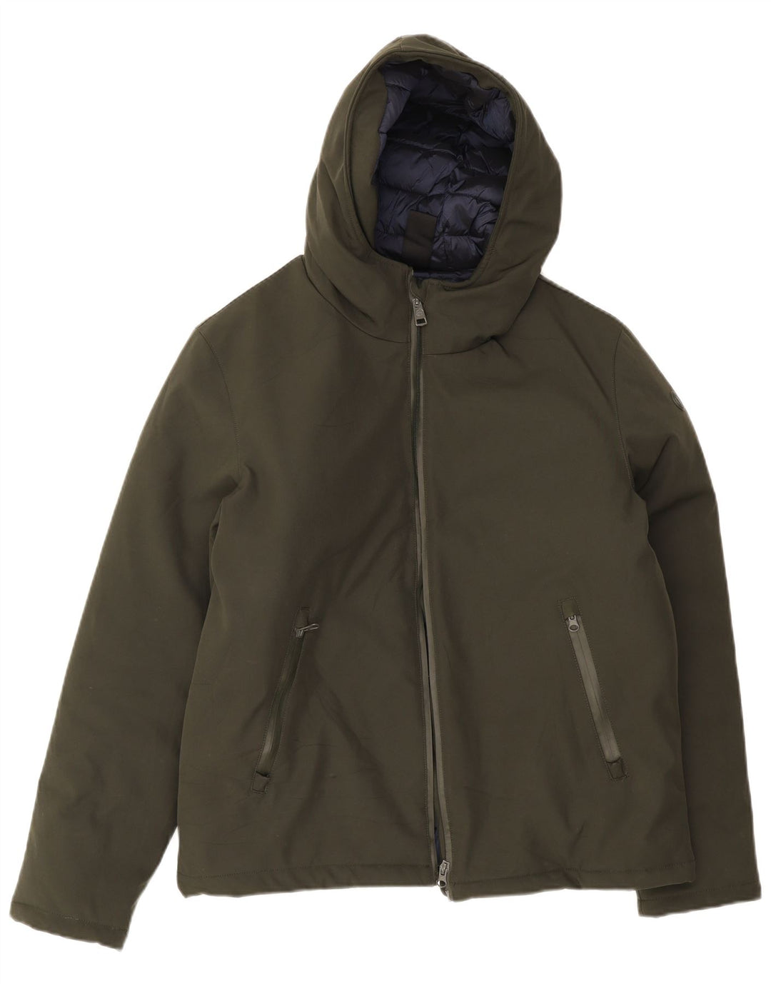 Giacca imbottita con cappuccio vintage da uomo UK 42 XL poliestere verde