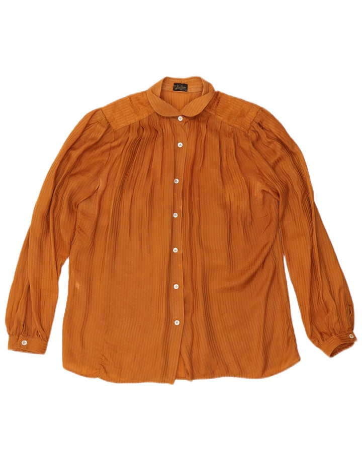 Camicetta camicia vintage da donna IT 46 grande a righe arancioni