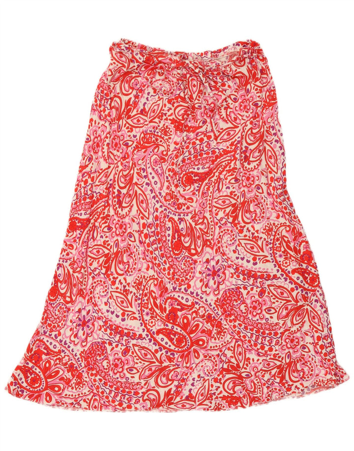 Gonna svasata da donna Marks & Spencer UK 12 media W28 viscosa Paisley rossa