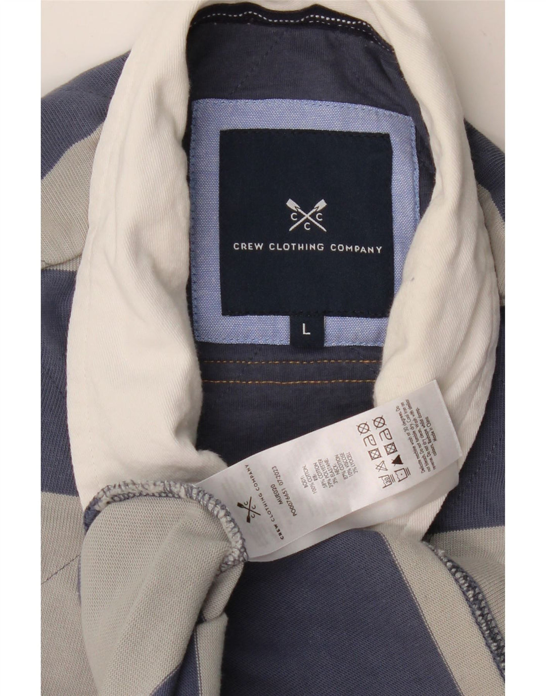 CREW CLOTHING Polo da rugby a maniche lunghe con grafica da uomo a righe grigie grandi