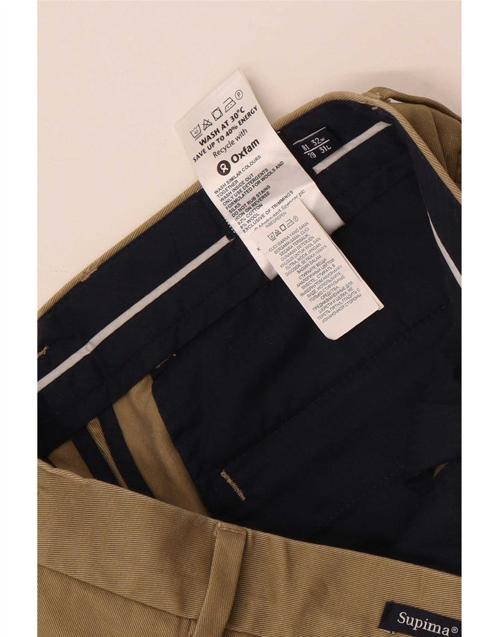 Pantaloni da abito dritti Marks & Spencer da uomo blu Harbour W32 L31 Beige