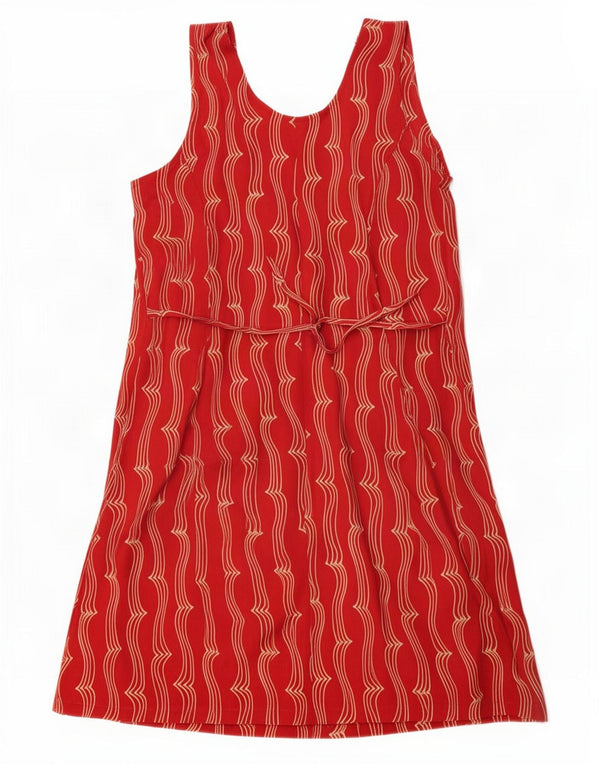 Abito chemisier vintage da donna senza maniche UK 14 a righe rosse grandi