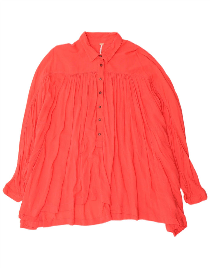 Abito camicia pullover oversize da donna vintage UK 10 piccolo spandex rosso