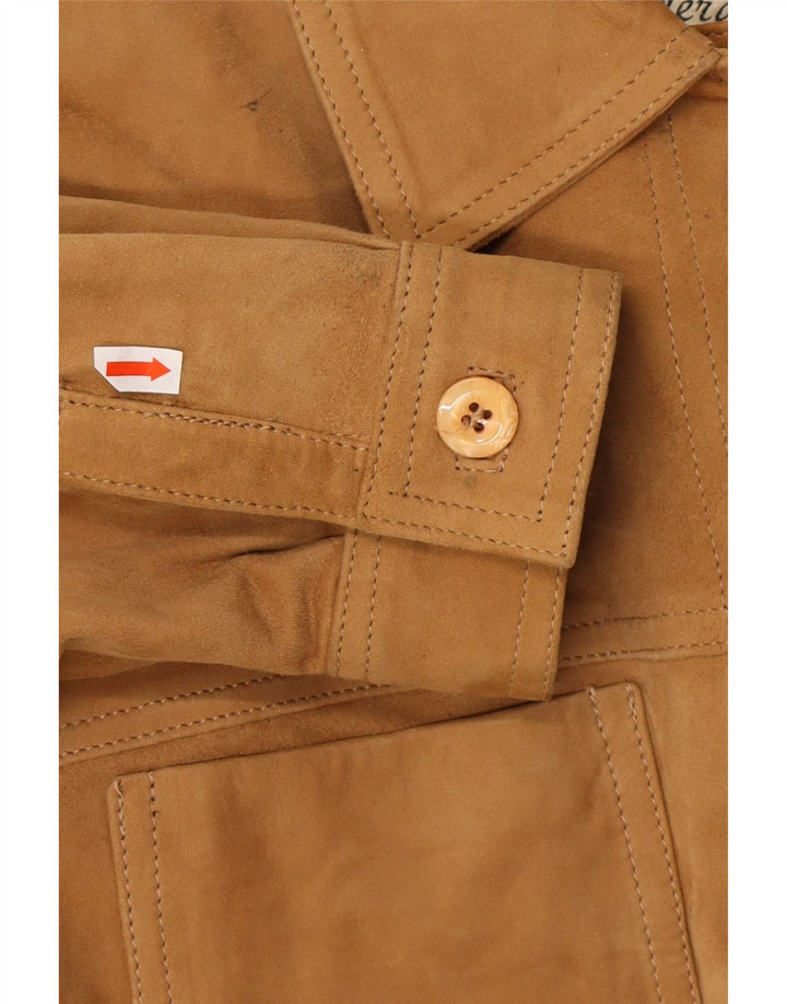 Giacca in pelle scamosciata dal taglio ampio da donna VINTAGE UK 18 XL in pelle marrone