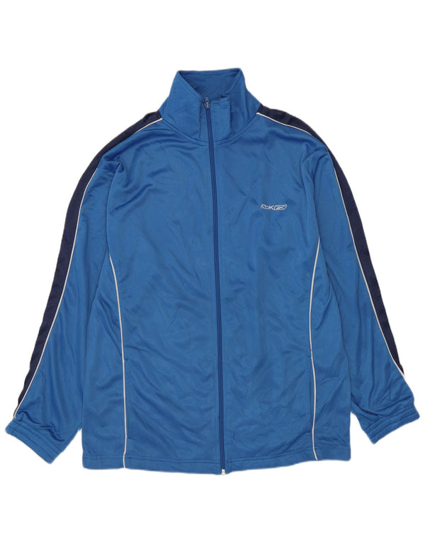 Giacca da ginnastica da uomo Reebok in poliestere color block blu medio