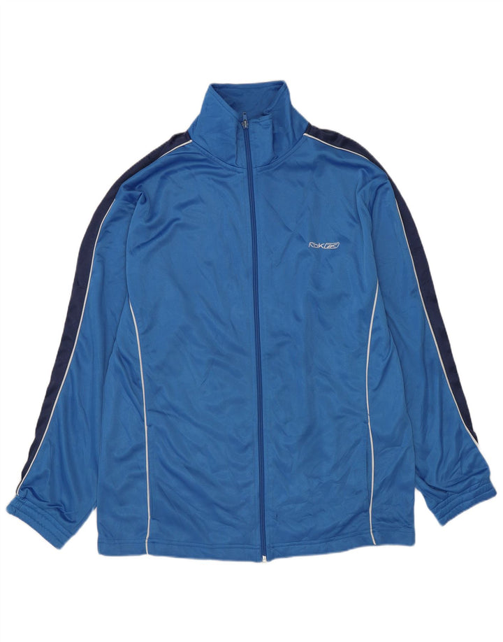 Giacca da ginnastica da uomo Reebok in poliestere color block blu medio