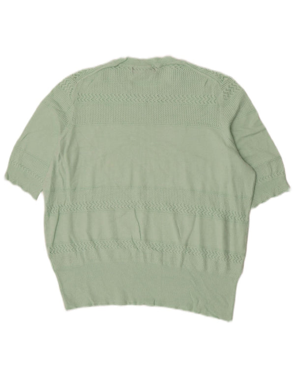 Maglione maglione girocollo da donna Marks & Spencer UK 14 grandi righe verdi