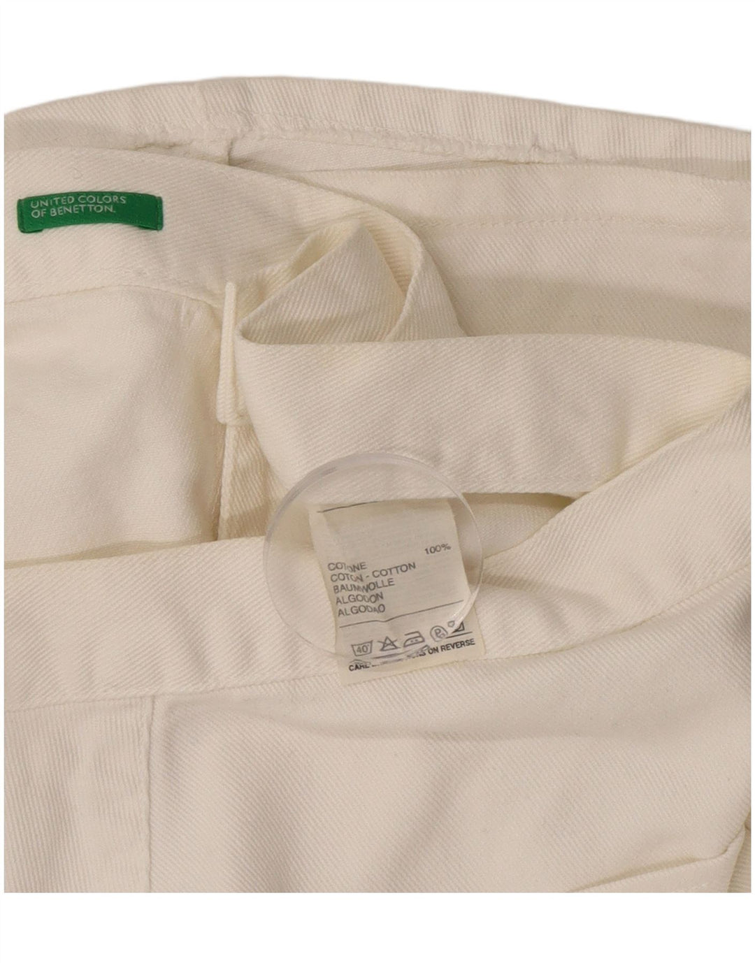 Gonna a trapezio in denim da donna Benetton IT 44 media W30 cotone bianco sporco