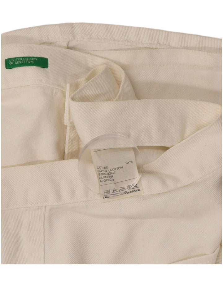 Gonna a trapezio in denim da donna Benetton IT 44 media W30 cotone bianco sporco