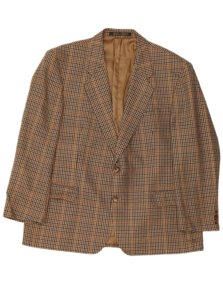 Giacca blazer a 2 bottoni Marks & Spencer da uomo UK 44 2XL pied de poule marrone