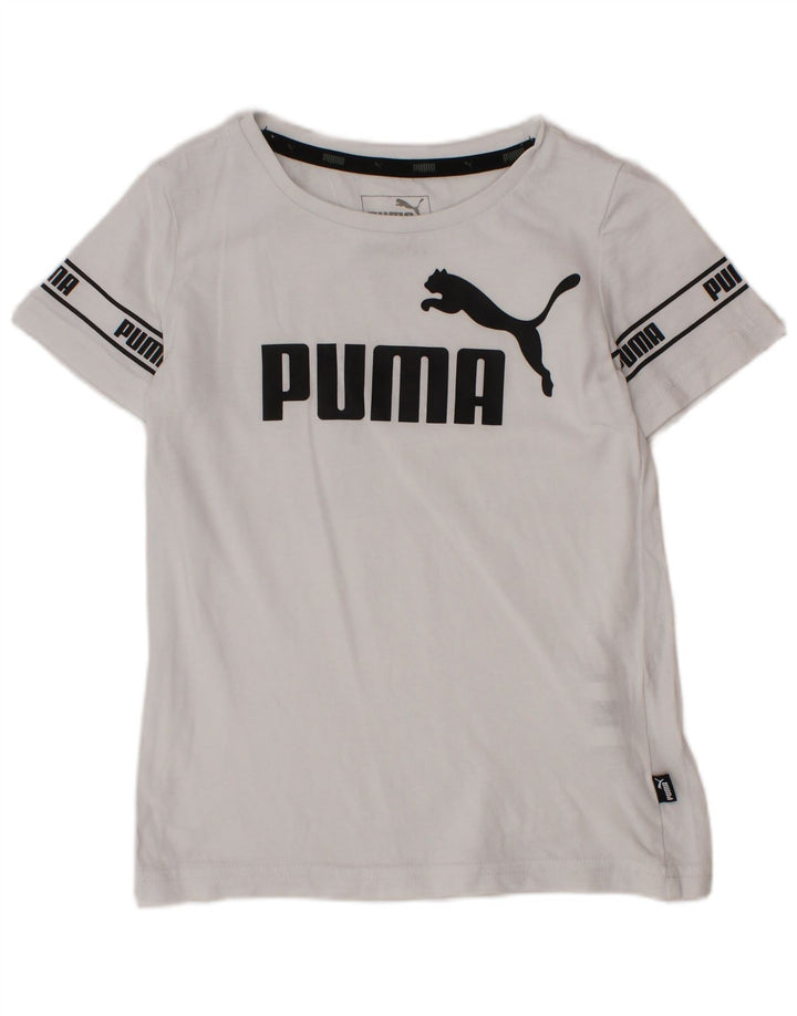 Maglietta grafica PUMA per ragazzi 4-5 anni in cotone bianco