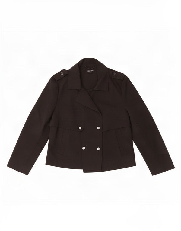 Topshop Womens Short Trench Coat UK 12 Medium Black Polyester
