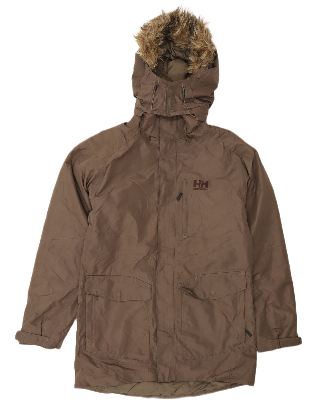 Giacca parka con cappuccio da uomo Helly Hansen UK 38 Poliestere marrone medio