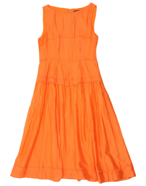 Abito a trapezio senza maniche da donna in velluto menta UK 12 Ramie arancione medio