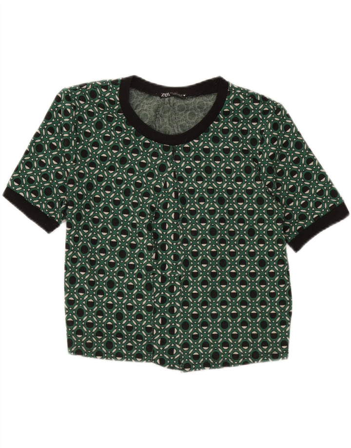 Camicetta da donna Zara Top UK 14 grande verde geometrico