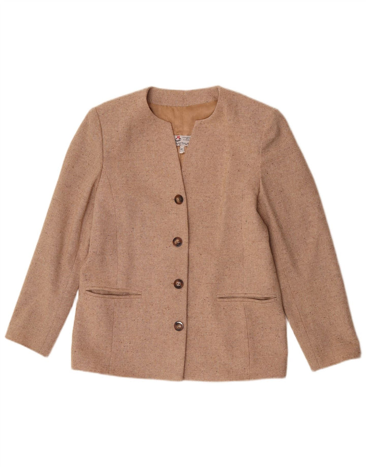 Giacca blazer vintage da donna a 4 bottoni IT 46 grande beige screziato