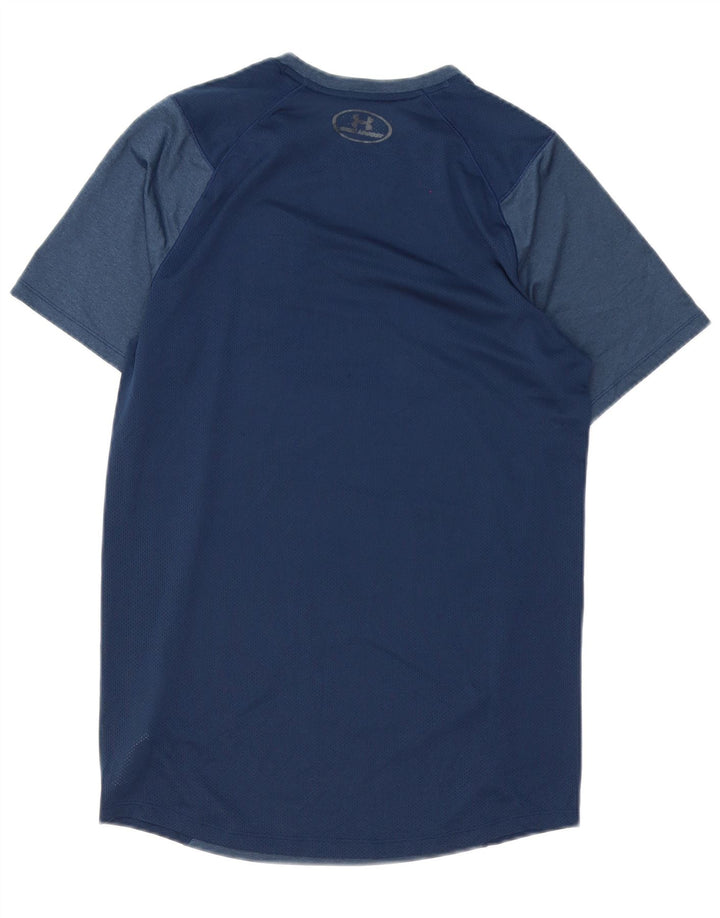 Maglietta Under Armour da uomo Heat Gear Top piccola in poliestere blu navy