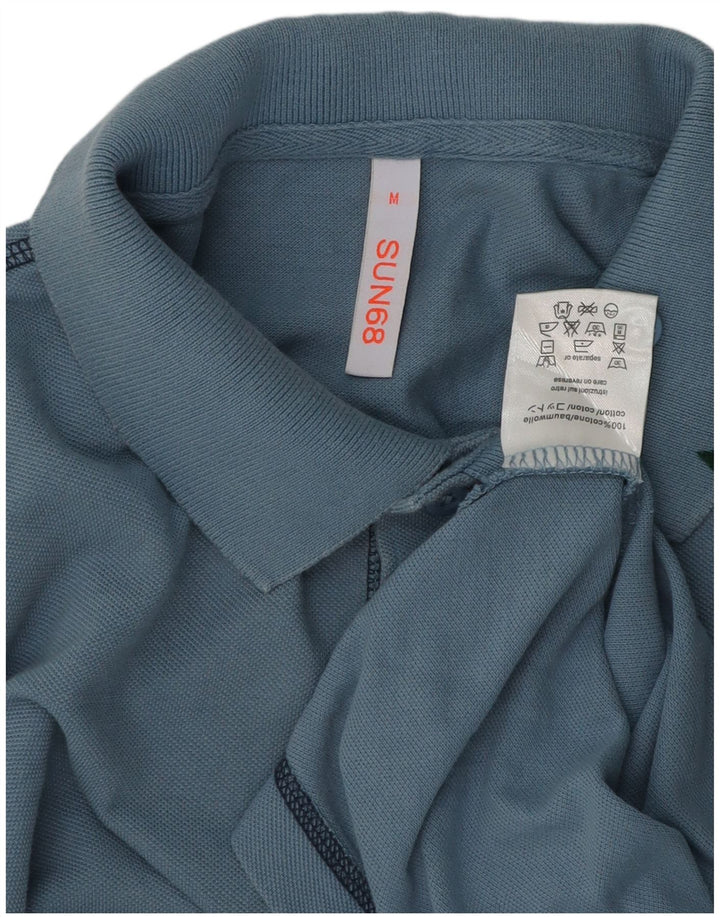 Polo da uomo Sun68 in cotone blu medio