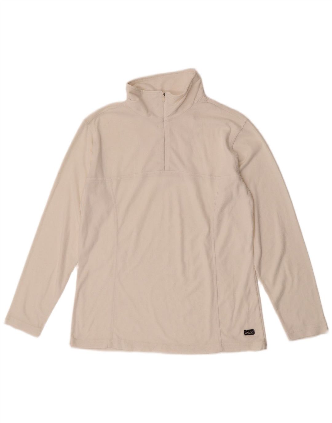 Maglione in pile da donna Asics con collo con zip UK 14 poliestere bianco medio