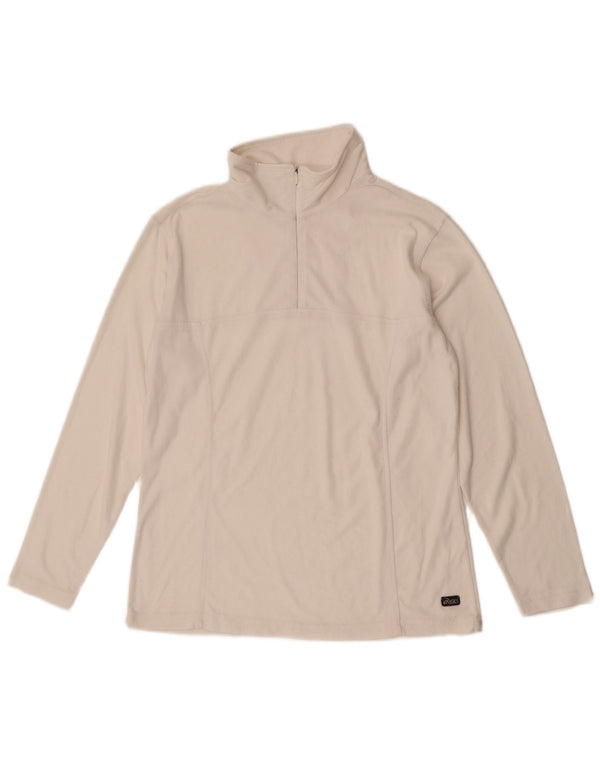 Maglione in pile da donna Asics con collo con zip UK 14 poliestere bianco medio