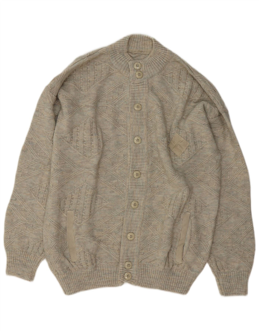 Maglione cardigan da uomo vintage IT 52 grande lana grigia
