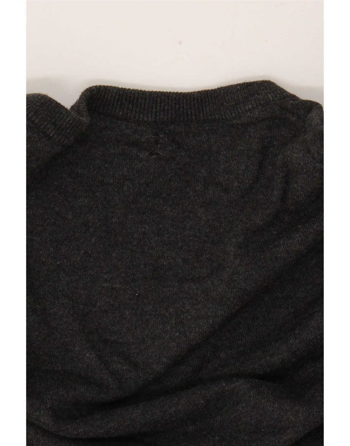 Massimo Dutti Maglione da uomo con scollo a V in cotone color block grigio medio