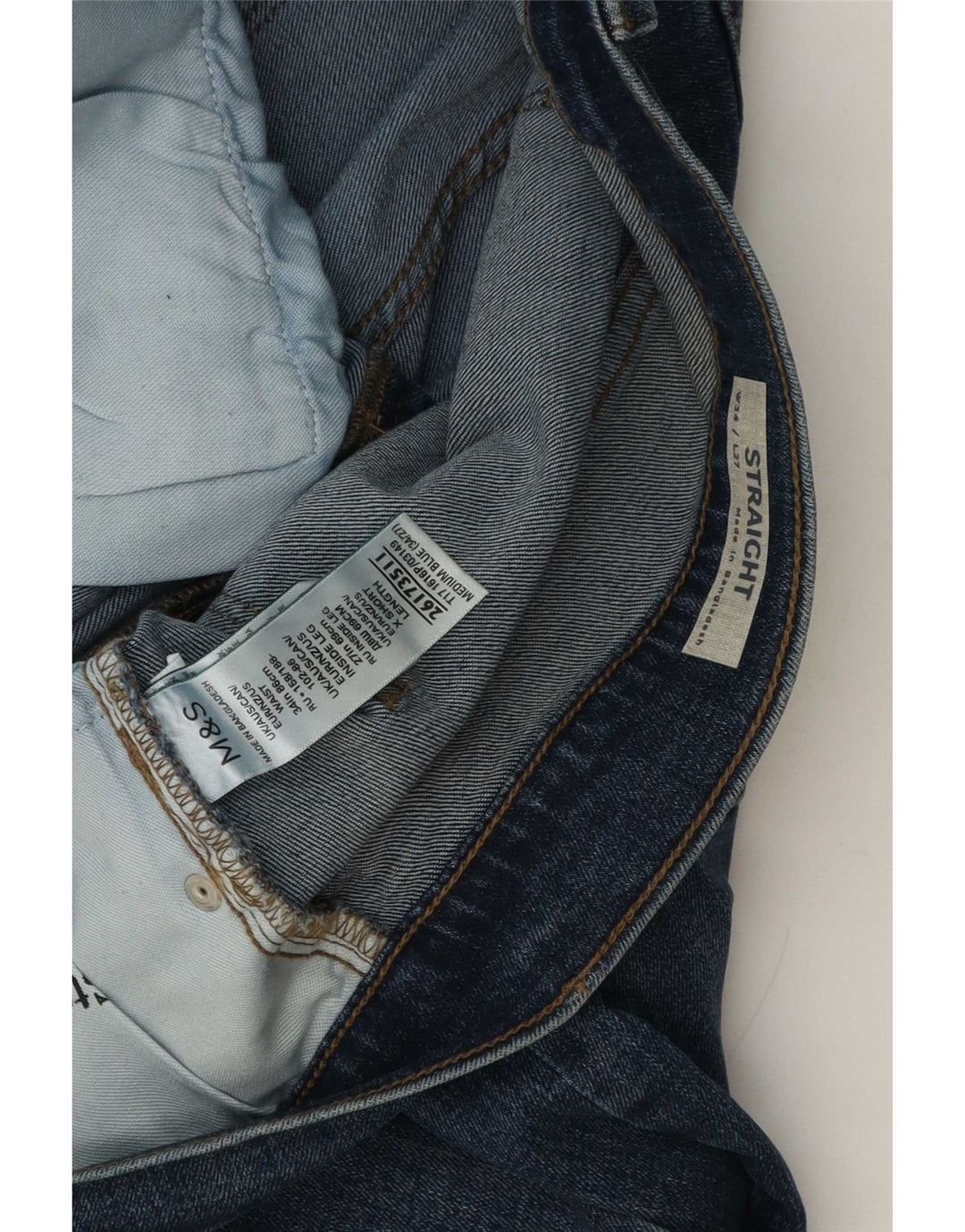 Jeans dritti da uomo Marks & Spencer W34 L27 cotone blu
