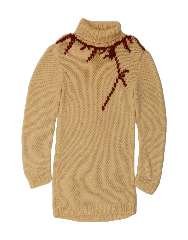 VINTAGE Womens Roll Neck Jumper Dress UK 14 Medium Beige Vintage Vintage and Second-Hand Vintage from Messina Hembry 