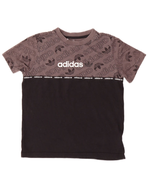 T-shirt grafica da ragazzo Adidas Top 11-12 anni in cotone color block grigio