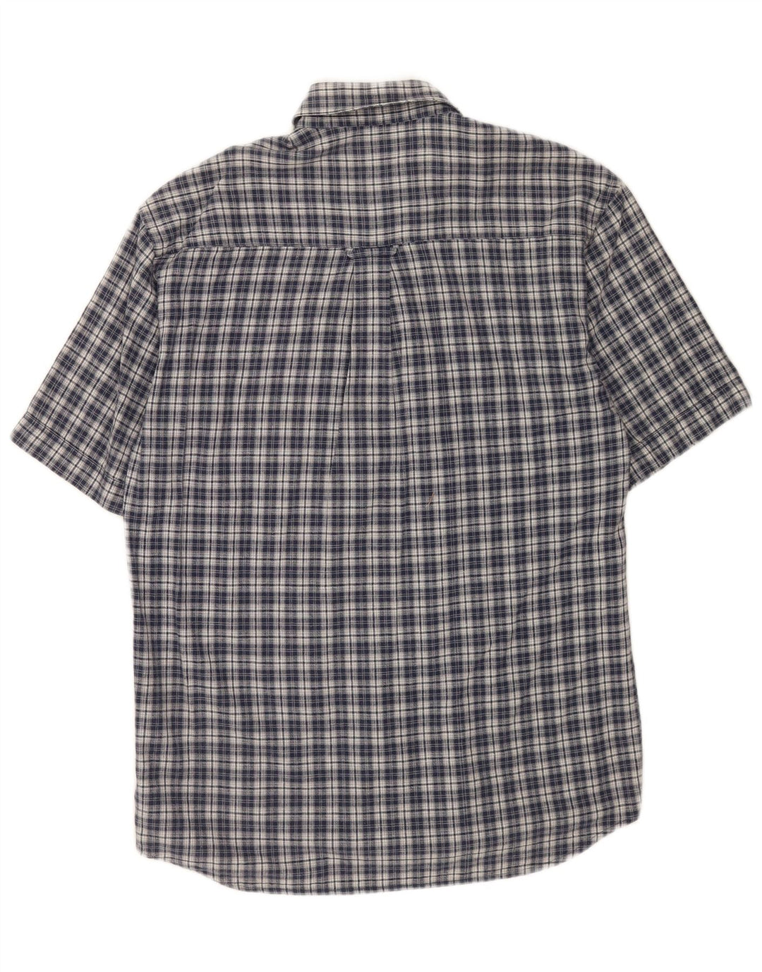 Camicia a maniche corte da uomo Mustang in cotone a quadri blu navy medio