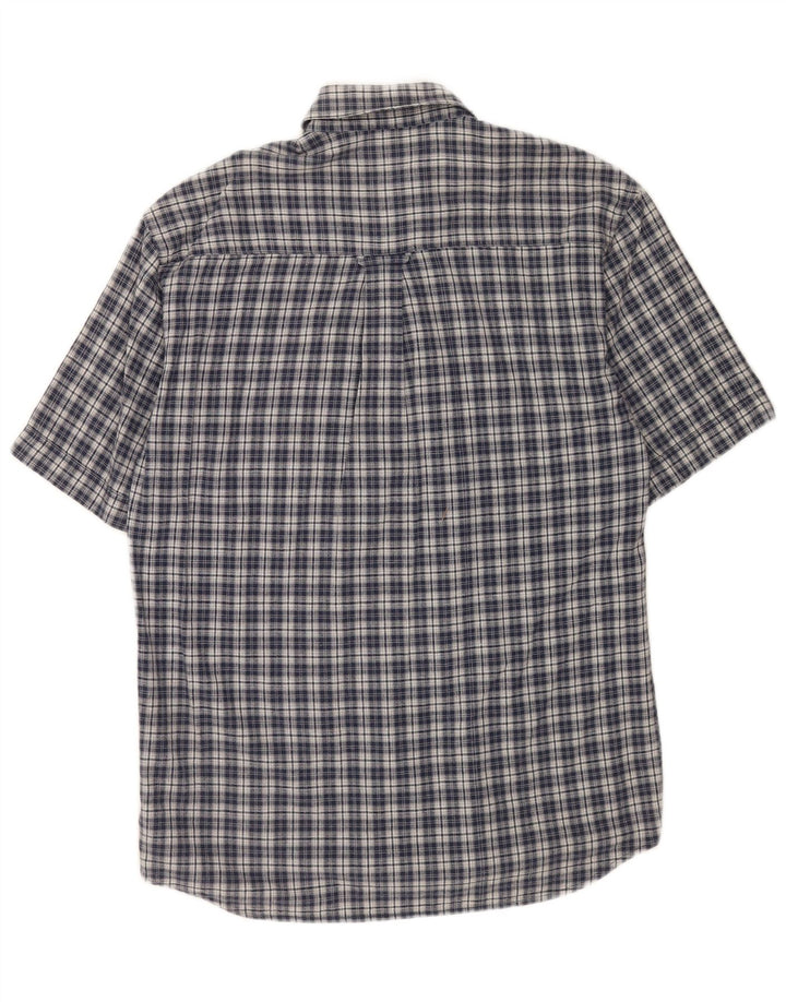 Camicia a maniche corte da uomo Mustang in cotone a quadri blu navy medio