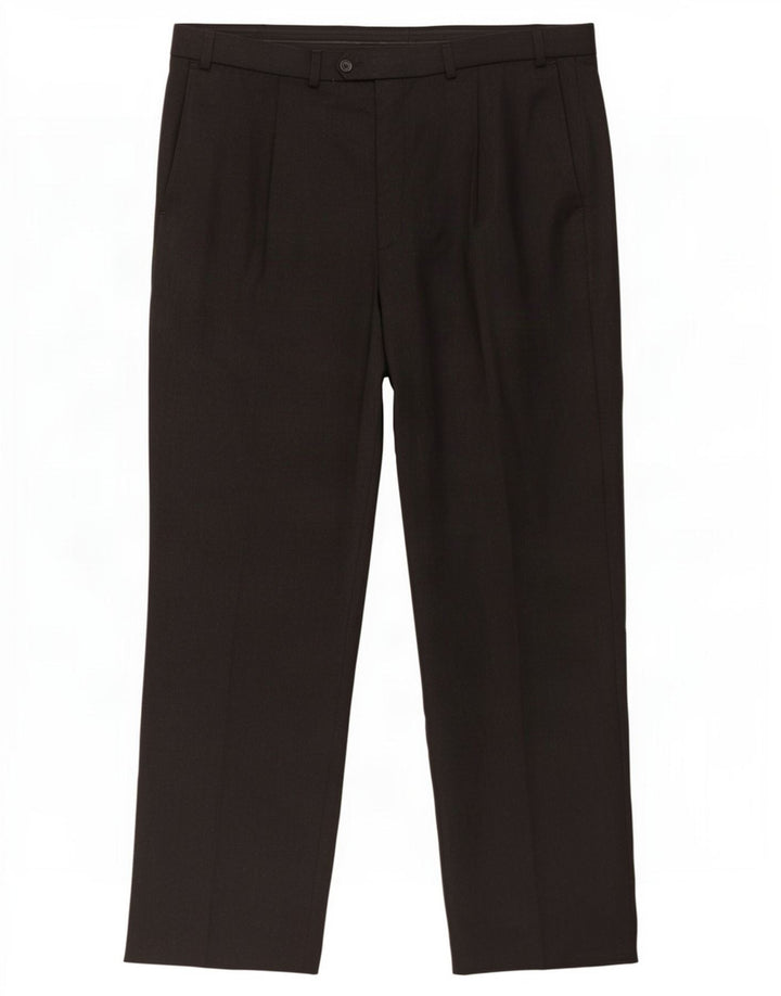 Pantaloni da abito dritti da uomo Marks & Spencer W40 L31 lana grigia