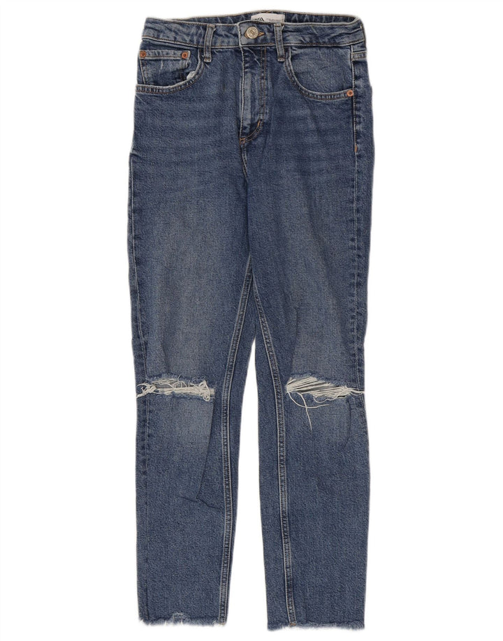 Jeans slim effetto consumato ZARA da donna EU 36 XS W26 L26 Blu