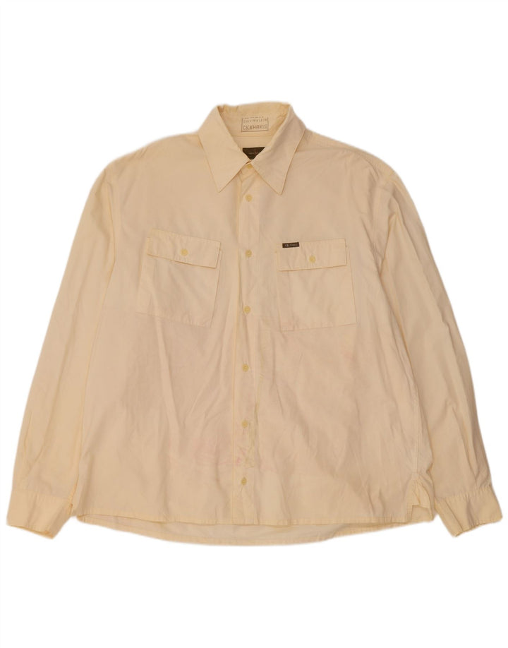 CALVIN KLEIN Camicia Uomo Large Giallo Cotone
