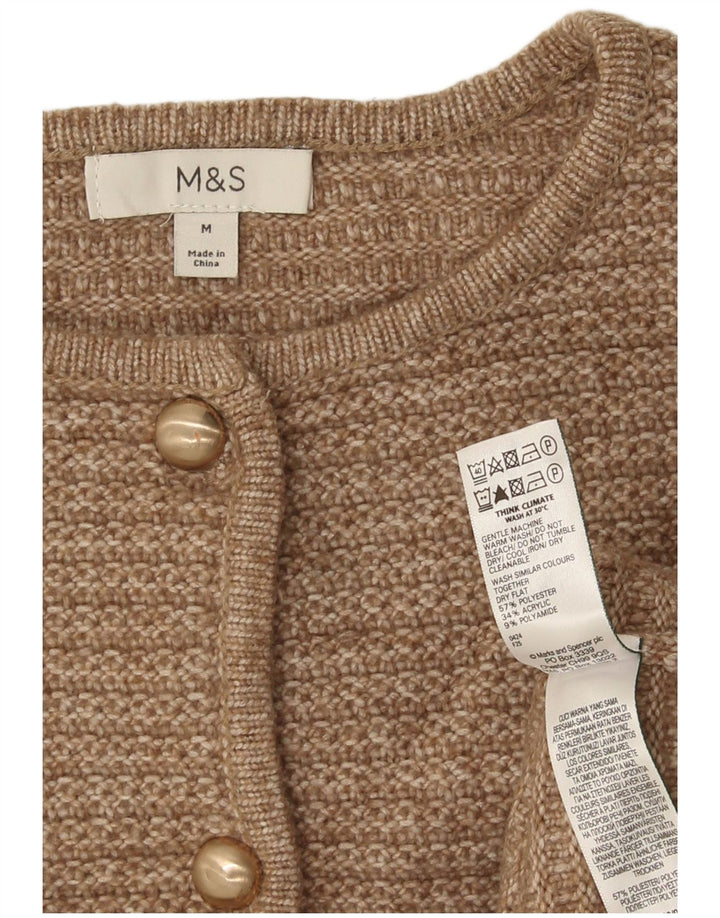 Maglione cardigan corto da donna Marks & Spencer UK 14 Poliestere marrone medio